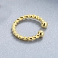 Minimalist S925 sterling silver twisted ear cuff with golden finish and double-layer design - Twist Design Gold (Single)
