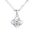 Collana quadrifoglio in argento 925 con ciondolo in zirconia cubica scintillante - Con Catena 1.58 / Placcato Platino Zircone Bianco