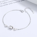 Minimalistische S925 zilveren armband met cilinder hanger en kralen op witte basis - 925 zilver / Witgoud