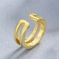 Minimalist double-layered gold ear cuff with a polished finish and parallel line design - Double Layer Gold (Single)