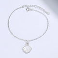 925 sterling silver ginkgo leaf bracelet with white mother of pearl shell pendant - White Mother of Pearl (15+3.5cm) / 925 Silver