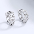 Polished 925 sterling silver chain link hoop earrings with a vintage minimalist design - White Gold