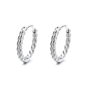 Élégantes boucles d'oreilles créoles torsadées en argent 925 avec placage en or 18 carats - Petit / Or Blanc
