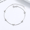 Bracciale minimalista in argento sterling 925 con ciondoli a cuore e catena box lucida - Argento 925 / Oro Bianco