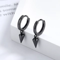 Minimalistische schwarze S925 Sterlingsilber Creolen mit Kegelanhänger im Dark Aesthetic - 925er Silber / Schwarz