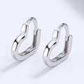 Orecchini a cerchio a cuore in argento sterling 925 lucido dal design minimalista - Oro Bianco