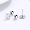 925 Sterling silver four-leaf clover screw-back earrings with polished finish - Four-Leaf Clover Shape (A-36-19) / Silver-Four-Leaf Clover Screw Stud