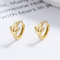 Eleganti orecchini a cerchio in argento S925 dorato con design a corona da donna raffinati - Argento 925 / Oro (Liscio)