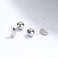 Polished 925 sterling silver bean stud earrings with secure screw-back closures - Pea Shape