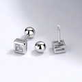 925 sterling silver square zircon stud earrings with secure screw back closure - Large Bezel Style (4827852419255) / 925 Silver