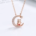 Collar de plata 925 acabado oro rosa con colgante de buey del zodiaco y luna - Zodíaco Buey / Plata 925