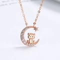 Collar de plata 925 oro rosa con colgante de tigre del zodiaco y luna de circonitas - Zodíaco Tigre / Plata 925