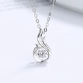 Collana in argento S925 con ciondolo ala di fenice e zircone rotondo dal design scintillante - Argento-Collana