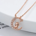Collar de plata 925 oro rosa con colgante de luna estrella oveja y circonitas blancas - Oveja del Zodiaco / Plata 925