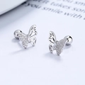 Elegantes pendientes de mariposa en plata de ley 925 con circonitas cúbicas brillantes - Plata 925 / Oro Blanco