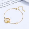 925 Sterling silver gold-plated Leo zodiac bracelet with mother of pearl coin charm - 925 Silver / Leo