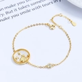 925 silver gold bracelet with white mother-of-pearl rabbit pendant and zircon stone - 925 Silver / Virgo