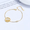 925 silver 18K gold Libra zodiac coin bracelet with white shell and sparkling crystal - 925 Silver / Libra
