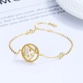 925 silver gold bracelet featuring a round mother-of-pearl zodiac pendant and crystal - 925 Silver / Sagittarius
