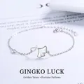 925 zilveren armband met ginkgo blad, wit parelmoer inlegwerk en zirkonia - 925 zilver / Witgoud