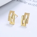 Orecchini geometrici S925 dorati con zirconi in un design rettangolare a doppio strato - Argento 925 / Oro