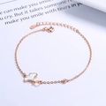 Elegante bracciale foglia di ginkgo in argento 925 con madreperla bianca in oro rosa - Argento 925 / Oro rosa