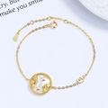 Golden 925 sterling silver bracelet with white mother-of-pearl koi fish coin charm - 925 Silver / Pisces