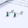 Orecchini a perno rettangolari in argento 925 con smeraldo e chiusura a vite di sicurezza - Stile Verde Smeraldo (A-41-4) / Smeraldo