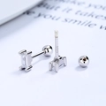 Orecchini a perno rettangolari in argento S925 con chiusura a vite e zircone verde - Stile Zirconia Bianca (A-41-4) / Bianco