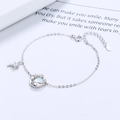 925 Sterling silver moon star planet bracelet with moonstone and cubic zirconia - 925 Silver / White Gold