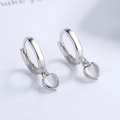 Créoles élégantes en argent S925 avec pendentifs cœur en pierre œil de chat blanche - Argent 925 / Oeil de Chat Blanc
