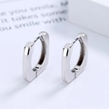 Minimalist 925 sterling silver geometric square hoop earrings with mirror polished finish - Large / White Gold
