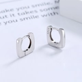 Minimalist 925 sterling silver geometric square hoop earrings with polished finish - Small / White Gold