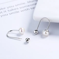 Orecchini a U in argento sterling S925 con perle d'acqua dolce e chiusura a vite - Argento 925 / Oro Bianco