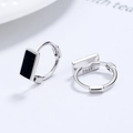 Orecchini a cerchio in argento sterling 925 con smalto rettangolare nero - Rettangolare / Argento 925
