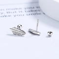 Orecchini a perno a forma di piuma in argento S925 con chiusura a vite di sicurezza - Argento 925 / Oro Bianco
