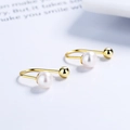 Orecchini a forma di U in argento S925 con perle d'acqua dolce e finitura oro - Argento 925 / Oro