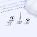 Orecchini a stella in argento 925 con zirconi e chiusura a vite con sfera di sicurezza - Argento 925 / Oro Bianco