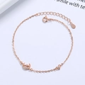 Elegant 925 sterling silver moon and star charm bracelet in rose gold finish - 925 Silver / Rose Gold