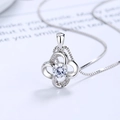 Elegante collana quadrifoglio in argento S925 con ciondolo in zircone scintillante - Argento 925 / Argento Platino (Con Catena Veneziana)