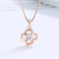 Collana quadrifoglio in argento s925 oro rosa con scintillanti pietre di zirconia - Argento 925 / Oro Rosa (Con Catena Veneziana)