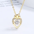 Elegante gouden S925 zilveren ketting met dansende hart hanger en sprankelende zirconia - 925 zilver / Goud-Ketting
