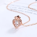 Elegante roségouden S925 zilveren ketting met dansend harthanger en zirkonia steen - 925 zilver / Roségoud