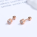 Minimalistische Zirkon-Ohrstecker aus 925 Silber in Roségold mit Schraubverschluss - 925er Silber / Einzelner Stein Stil (Roségold)