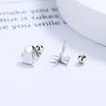 Asymmetrische zeester en schelp oorknopjes van S925 sterling zilver met schroefsluiting - 925 zilver / Witgoud