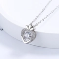 Sprankelende s925 zilveren hartketting met dansende centrale steen en zirkonia rand - 925 zilver / Zilver-Ketting