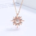 Rose gold asteroid star necklace featuring a sparkling moving stone pendant - 925 Silver / Rose Gold Plated Necklace