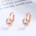 Roségoldene S925 Silber Creolen mit geometrischen Anhängern und Zirkonia Besatz für Damen - Rund / 925er Silber / Roségold