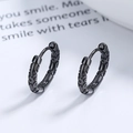Orecchini a cerchio neri in argento sterling con trama a spirale vintage per uomo - Argento 925 / Nero e Oro