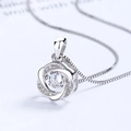 Elegant 925 sterling silver spinning heart necklace with dancing zircon pendant on a box chain - 925 Silver / Platinum Necklace